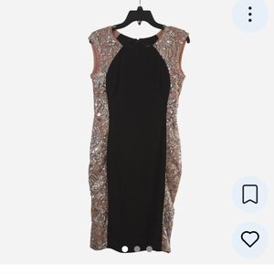 Black Dress with Champagne Sequin Panels